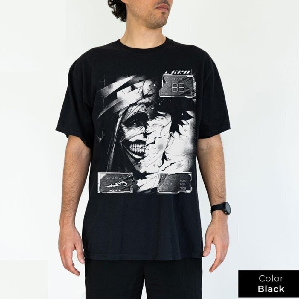 Solo Leveling Shirt, Anime Hunter Tee, Distressed Arise Gamer Gift